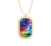 Smoke Gay LGBT Flag Brilliant White Diamond Necklaces Dainty Pendant Necklace Trendy Metal Jewelry Gift for Women