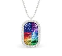Smoke Gay LGBT Flag Brilliant White Diamond Necklaces Dainty Pendant Necklace Trendy Metal Jewelry Gift for Women