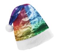 Smoke Gay LGBT Flag Classic Christmas Santa Hat Unisex Printed Xmas Holiday Hats for New Year Festive Party
