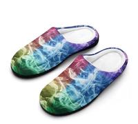 Smoke Gay LGBT Flag Men's Soft Cotton Slippers with Memory Foam Anti-skid House Shoes for Travel Indoor Outdoor
