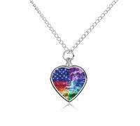 Smoke Gay LGBT Flag Pet Urns Necklace Jewelry Printed Heart Pendant Cremation Ashes Necklaces Keepsake with Funnel Kit