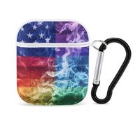 Smoke Gay LGBT Flag Stylish Bluetooth Earphone Protective Case Compatible with Airpods 1/2 LED Visible