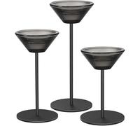 Smoke Gray Tall Glass Taper Candle Holder, Compatible with Tealights & 2.4″ Mini Pillars, Set of 3 (H.5.1″ / 6.7″ / 8.3″) - Mantel Centerpiece, Wedding Decor