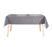 Smoke Grey and White Polka Dot PVC Vinyl Wipe Clean Tablecloth 140cm (55") x 200cm (79")