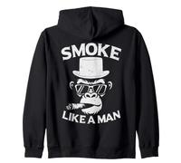 Smoke Like A Man Cigar Smoking Monkey Zip Hoodie