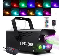 Smoke Machine,500W Automatic Spray Smoke Machine with Colorful LED Light Effect, Wireless and Wired Remotes with Preheating Light Indicator, Perfect for Halloween, Christmas, Wedding & Stage