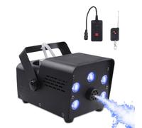 Smoke Machine, 500W Mini Smoke Machine with Advanced Intelligent Temperature Control ＆ RGB Mixed Colour LED Lights, 6500 CFM High Smoke Output for Halloween Party Wedding Stage Effect