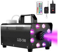 Smoke Machine, Fog Machine 8 LED Lights with 13 Colorful & 4 Effect, 500W 2000CFM Fog with Wireless Remote Controls, for Outdoor Halloween Christmas Wedding Stage Effect… (black)