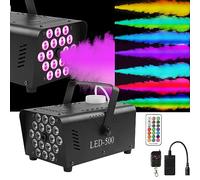 Smoke Machines Fog Machine with 18 LED Party Lights, 500W Mini Home Disco Smoke Machine Colors Strobe Effect Automatico Fog&Wireless Remote for Halloween, Christmas, Wedding, Birthday ect.