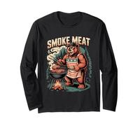 Smoke Meat Bear BBQ Outdoor Grilling Long Sleeve T-Shirt