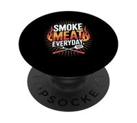 Smoke Meat Everyday Funny BBQ Grill Flame Smoking PopSockets Adhesive PopGrip