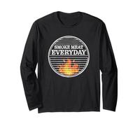 Smoke Meat Everyday Funny BBQ Pitmaster Flame Design Long Sleeve T-Shirt