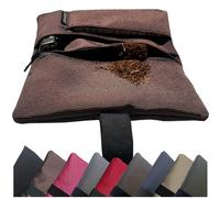 smoke shirt Tobacco Pouch with Original Zipcure Aroma Closure for Longer Fresh Tobacco Pouch for All Papers Extra Lighter Compartment Nylon Quality, Brown