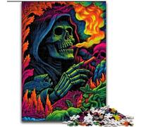Smoke Skull 1000 Piece Jigsaw Puzzles for Adults Gifts, Challenging Game And Family Play with Matching Poster And Trivia Sheet (26x38cm)