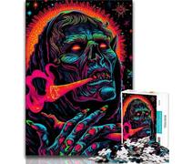 Smoke Skull Jigsaw Puzzles for Adults Teenagers Jigsaws Puzzle,Toys Educational Games Stress Relieving Wishlist with Santa Claus (50x75cm)