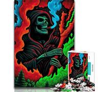 Smoke Skull Jigsaws Puzzles 1000 Pieces for Teenagers Gifts,Stress Reliever Difficult Challenge Enhance Love between Couples 50x75cm