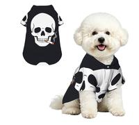 Smoke Skull L Pet Hawaiian Shirt for Small Dogs-Cute Summer Beach Outfit for Puppy, Soft Breathable Cat Clothes with Buttons