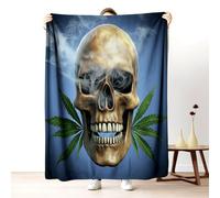 Smoke Skull Throw Blanket for Couch, Cool Skeleton Fleece Blanket 60"x80", Modern Stylish Blanket for Bed, Warm Soft Cozy Lightweight Washable Bedding for All Season