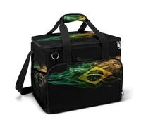 Smoke Style Flag Of Brazil Flag Large Lunch Bag Soft Cooler Bag Insulated Thermal Bag Reusable Grocery Bags for Office Picnic Beach
