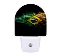 Smoke Style Flag of Brazil Flag LED Night Light Plug in Night Light with Dusk to Dawn Sensor for Bedroom, Bathroom, Hallway 11.2x7.5x5cm
