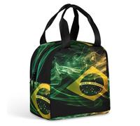 Smoke Style Flag of Brazil Flag Lunch Bag Insulated Lunch Box Cooler Cooling Tote Reusable Lunch Tote Bag for Adult Men Women