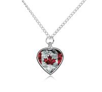 Smoke Style Flag Of Canada Custom Cremation Jewelry Urn Necklace for Dog Pet Ashes Heart Memorial Pendant