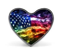 Smoke Style U.S. Flag Cute Lapel Pins Heart Brooch Tie Suit Dress Accessories for Men Women Wedding Birthday