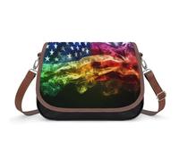 Smoke Style U.S. Flag Women's Crossbody Bag Fashion Shoulder Handbags Message Tote Bag with Adjustable Strap