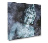 Smoke Surrounding the Buddha Canvas Print | Gallery Wrapped 30mm Frame Wall Art | 20x20 inches | Ready to Hang | Abstract Religious Picture | Living Room Bedroom Lounge Office