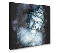 Smoke Surrounding the Buddha Paint Splash Canvas Print | Gallery Wrapped 30mm Frame Wall Art | 20x20 inches | Ready to Hang | Modern Religious Picture | Living Room Bedroom Lounge Office