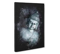 Smoke Surrounding the Buddha Paint Splash Canvas Print | Gallery Wrapped 30mm Frame Wall Art | 30x20 inches | Ready to Hang | Modern Religious Picture | Living Room Bedroom Lounge Office