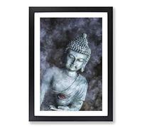 Smoke Surrounding The Buddha Painting Framed Print | A2 Black Framed Wall Art | Ready to Hang | Modern Religious Picture | Living Room Bedroom Lounge Office