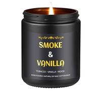 Smoke & Vanilla Candle, 7 oz Scented Candle for Men, Soy Candles for Home Scented, Masculine Jar Candle for Him, 50 Hours Burning Time Mens Candle Gift for Boyfriend, Father, Birthday Present Giving