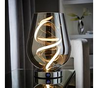 Smoked Glass Table Lamp Integrated LED Helix Living Room Bedroom Light