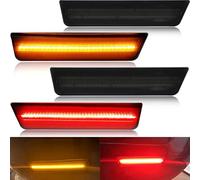 Smoked Lens Challenger Amber Red Front Rear LED Side Marker Light Kits for Dodge Challenger 2008 2009 2010 2011 2012 2013 2014 180-SMD LED Turn Signal Driver and Passenger Sidemarker Lamps Replacement