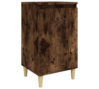 Bedside Cabinet Smoked Oak 40x35x70 cm Engineered & Solid Eucalyptus Wood 2-Door