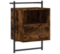 Vidaxl Bedside Cabinet Wall-mounted Smoked Oak 40X30X61 Cm Engineered Wood, Brown