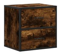 Wall-mounted Bedside Cabinet Smoked Oak 40x31x39.5cm Engineered Wood Metal 2dr.