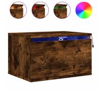 Wall-mounted Bedside Cabinet with LED Lights Side Table Engineered Wood vidaXL