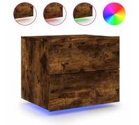 Wall-Mounted Bedside Cabinet with LED Lights Side Table Engineered Wood vidaXL