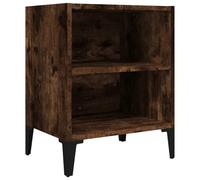 vidaXL Bed Cabinet with Metal Legs Smoked Oak 40x30x50 cm, Brown