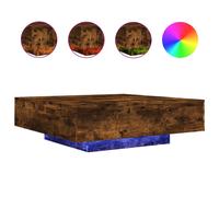 vidaXL Coffee Table with LED Lights Smoked Oak 100x100x31 cm, Brown