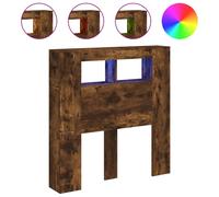 vidaXL LED Headboard Bed Header in Smoked Oak Finish - 100x18.5x103.5 cm - Engineered Wood - Contemporary Design with RGB Lighting - Bedroom Furniture