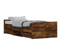(smoked oak, 100 x 200 cm) vidaXL Bed Frame with Headboard and Footboard Mattress Foundation Concrete