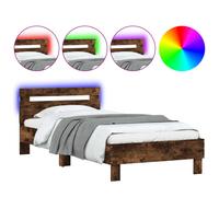 (smoked oak, 100 x 200 cm) vidaXL Bed Frame with Headboard and LED Bed Base Bedstead Matress Foundation