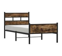 (smoked oak, 100 x 200 cm/ with headboard & high footboard) vidaXL Metal Bed Frame without Mattress Bed Base Bedstead Entertainment Centre