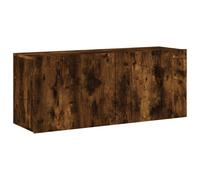 vidaXL 2 Door Smoked Oak Wall Mounted TV Cabinet - Size: 41 x 100 x 30cm - Brown - Wilko