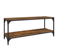 vidaXL Single Shelf Smoked Oak Wood and Steel TV Cabinet - Size: 41 x 100 x 33cm - Brown - Wilko