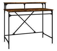 (smoked oak, 100x50x90 cm) vidaXL Desk Computer Table Office Work Desk Black Engineered Wood and Iron