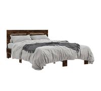 (smoked oak, 120 x 190 cm) vidaXL Bed Frame Mattress Foundation Home Bed Base Engineered Wood and Metal